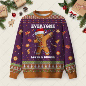 Gingerbread Dabbing Dance Christmas Purple Ugly Christmas Fuzzy Fleece Sweatshirt