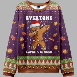 Gingerbread Dabbing Dance Christmas Purple Ugly Christmas Sweater - gullprint.com