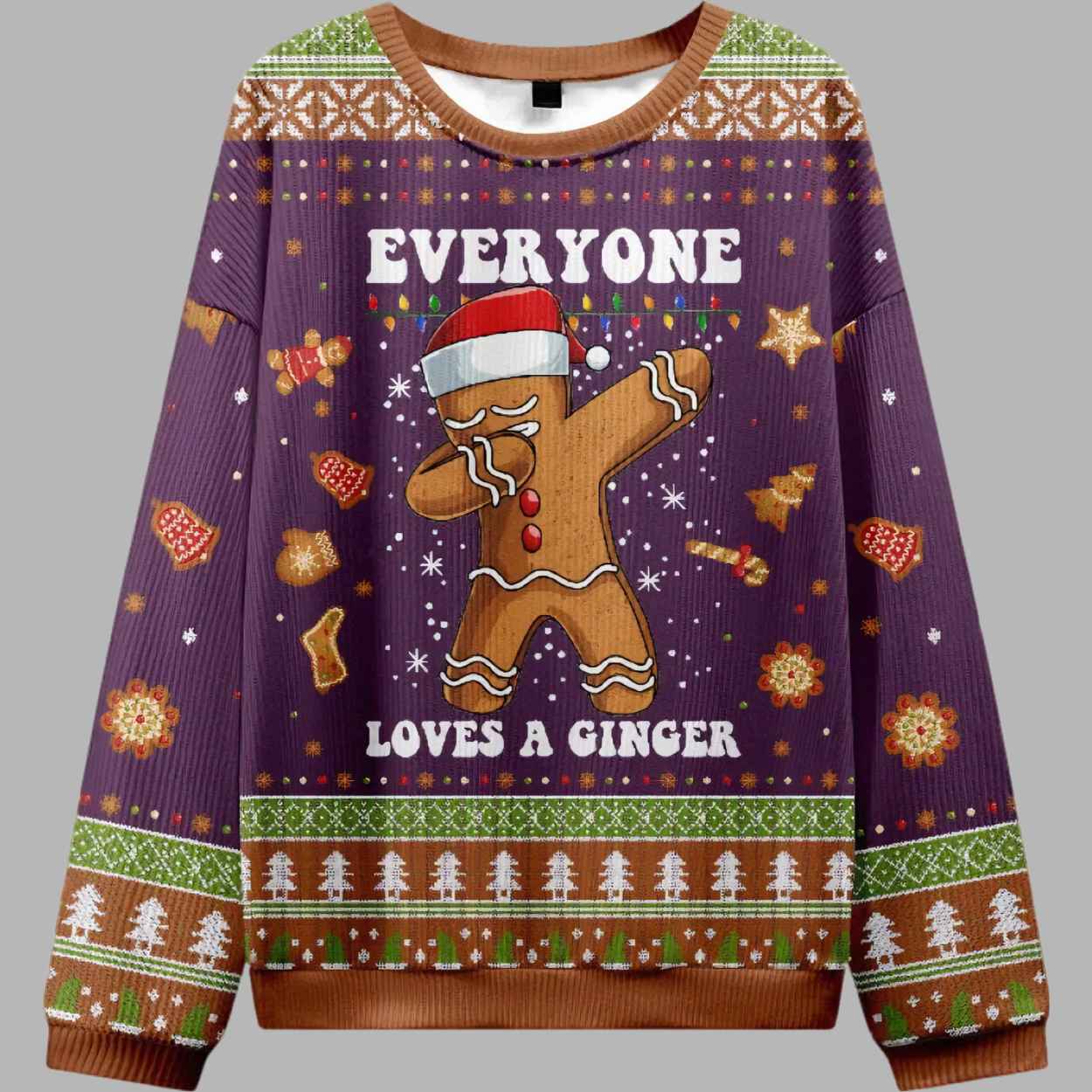 Gingerbread Dabbing Dance Christmas Purple Ugly Christmas Sweater - gullprint.com