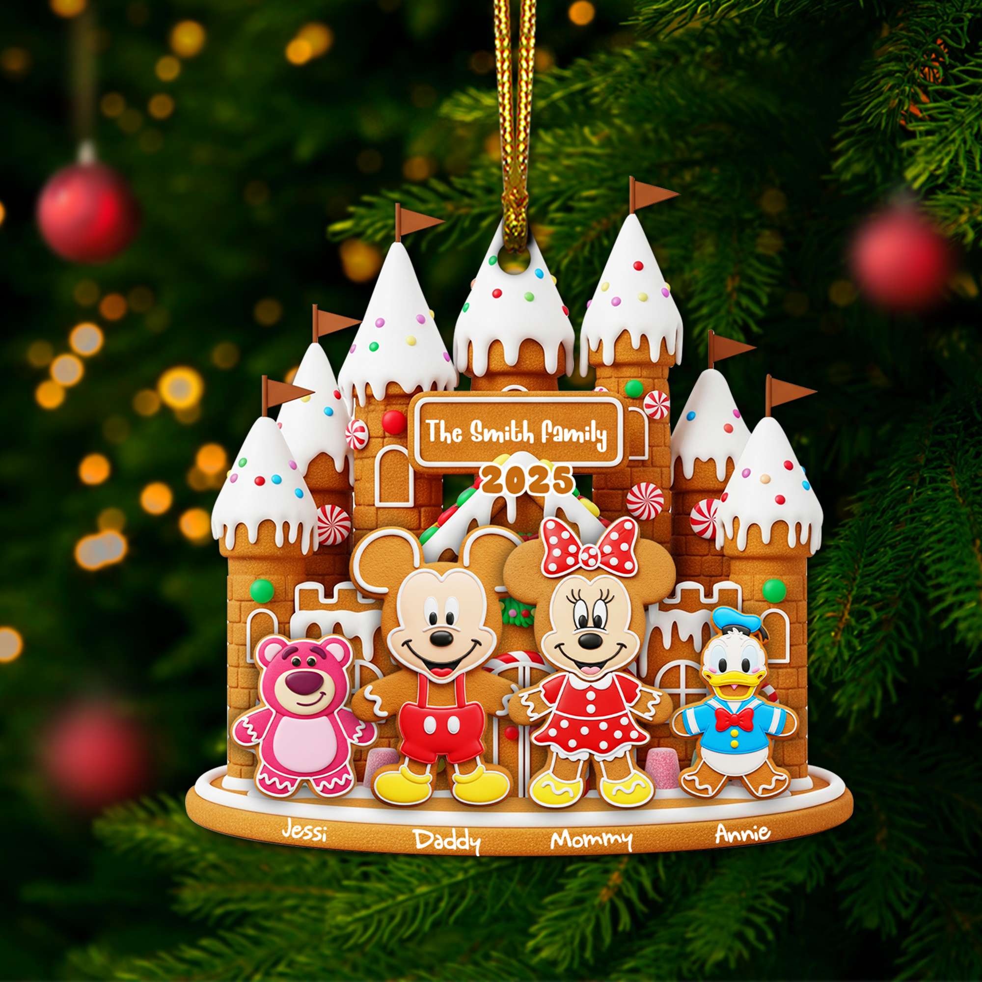 Gingerbread Family Castle Ornament - Personalized Christmas Gifts For Family 05NALU160825 - Image 3