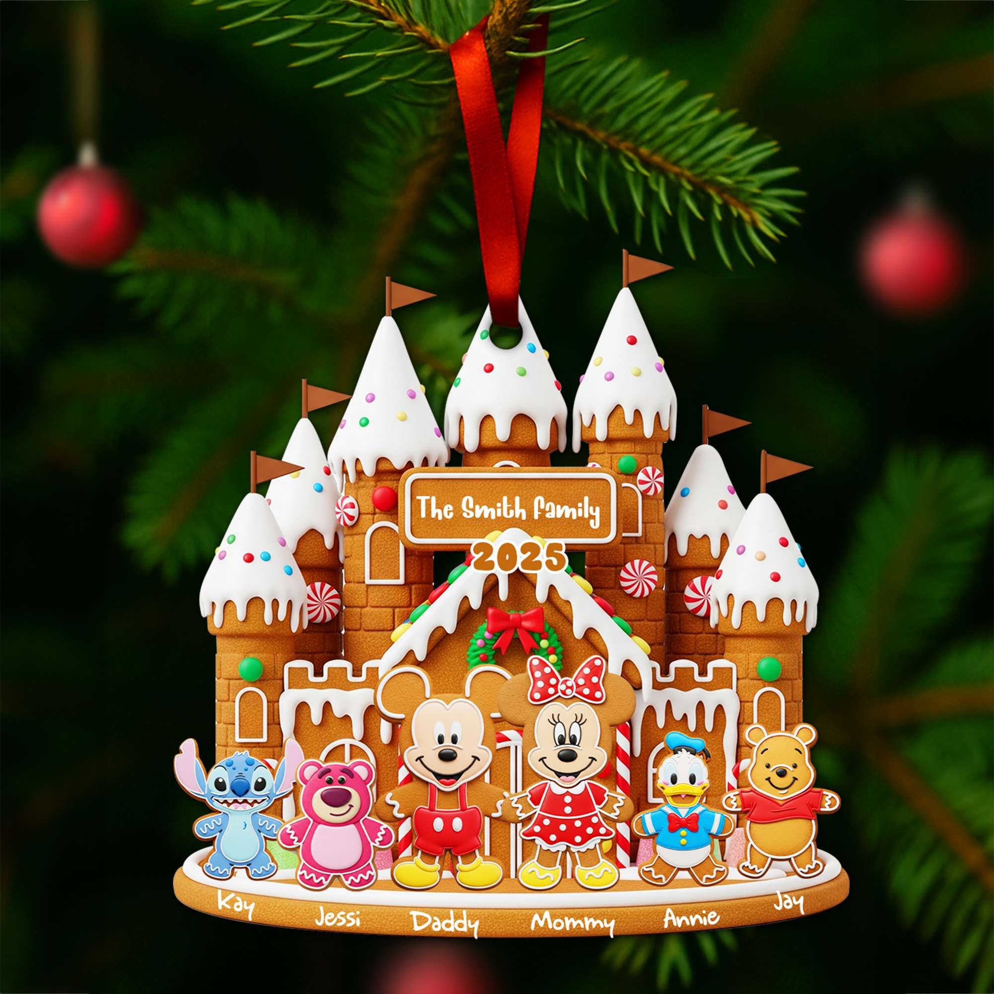 Gingerbread Family Castle Ornament - Personalized Christmas Gifts For Family 05NALU160825 - Image 4
