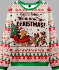 Alternative view of Gingerbread Man Get In Loser We're Stealing Christmas Ugly Sweater