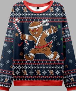 Gingerbread Man Japanese Samurai Christmas Ugly Sweater
