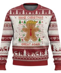 Gingerbread Trump Make Christmas Great Again Ugly Christmas Sweater
