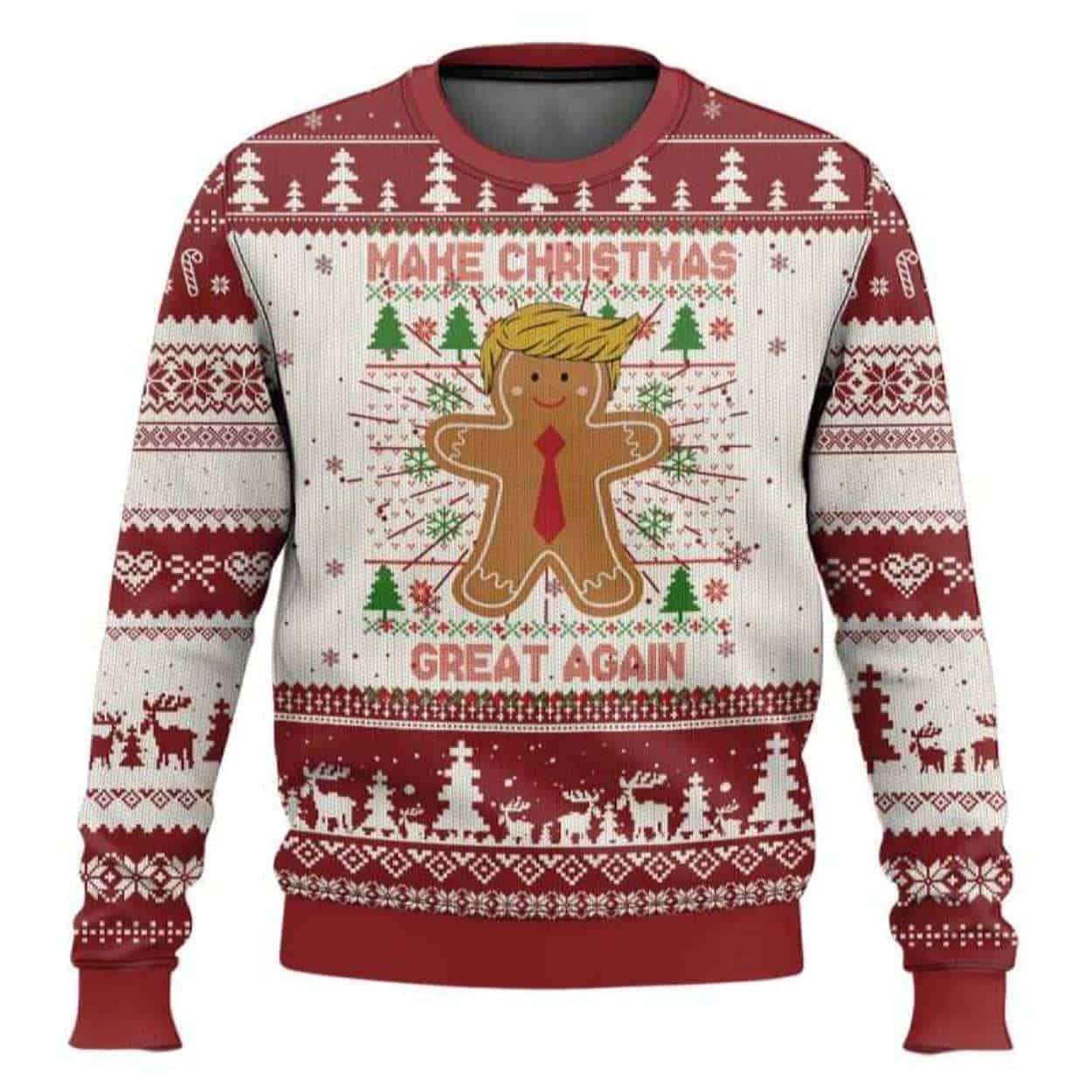 Gingerbread Trump Make Christmas Great Again Ugly Christmas Sweater