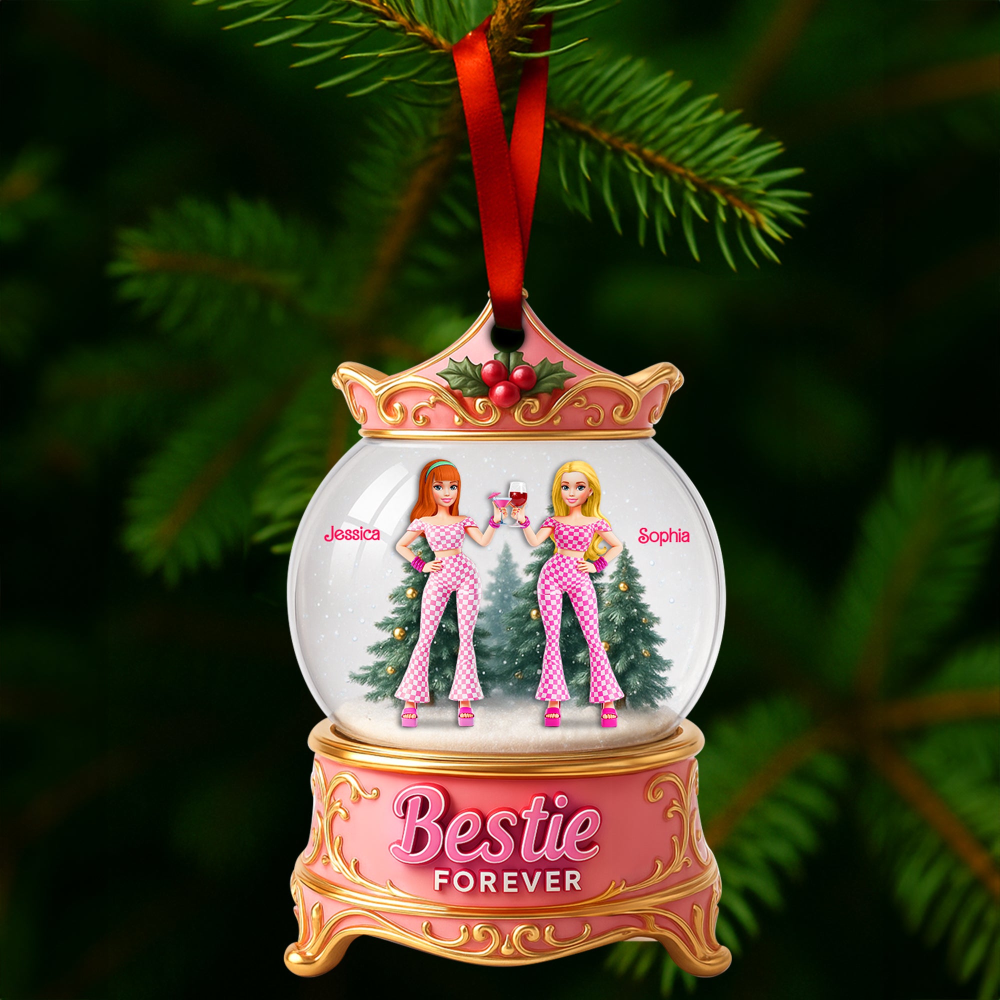 Girly Bestie Forever Ornament - Personalized Christmas Gifts For Besties 03OHLU140825 - Image 4