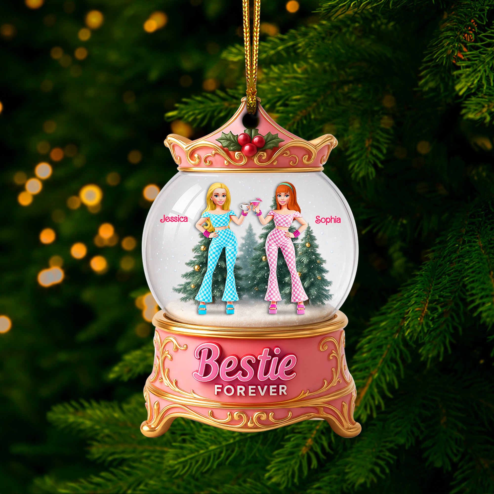 Girly Bestie Forever Ornament - Personalized Christmas Gifts For Besties 03OHLU140825 - Image 3