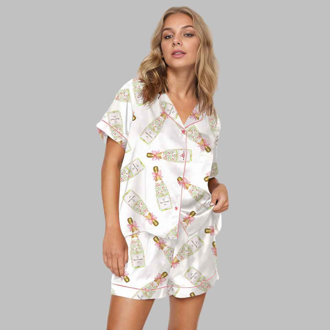 Girly Champagne Bow Pajama Set - Image 3