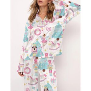 Alternative view of Girly Christmas Nutcracker Ballet Satin Pajama Set For Women