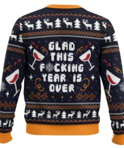 Alternative view of Glad This Fucking Year Is Over Pop Culture Ugly Christmas Sweater