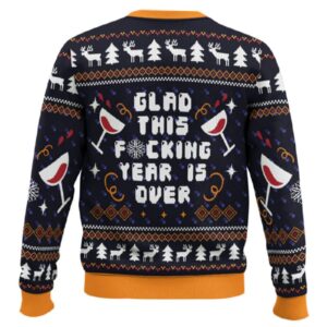 Alternative view of Glad This Fucking Year Is Over Pop Culture Ugly Christmas Sweater