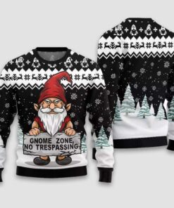 Gnome Zone No Trespassing Ugly Christmas Sweater