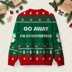 Alternative view of Go Away I'm Introverting Ugly Christmas Fuzzy Fleece Sweatshirt