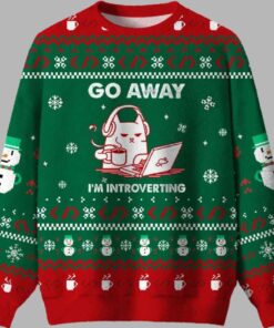 Alternative view of Go Away I'm Introverting Ugly Christmas Sweater
