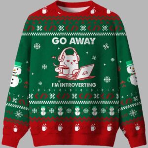 Go Away I'm Introverting Ugly Christmas Sweater - gullprint.com