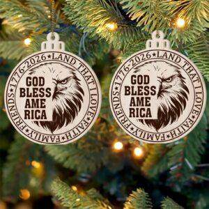 Alternative view of God Bless America 250 Years Ornament | 250th Anniversary United States Wooden Patriotic Ornament | America 1776â€“2026 Gift 683585