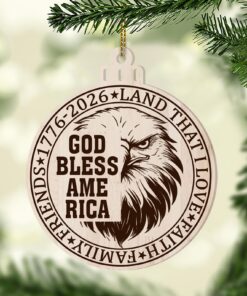 God Bless America 250 Years Ornament | 250th Anniversary United States Wooden Patriotic Ornament | America 1776-2026 Gift