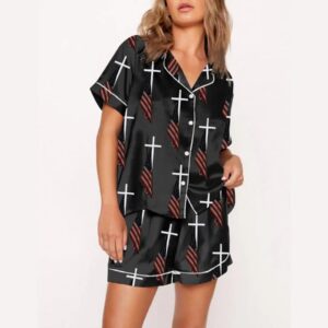 Alternative view of God Bless American Print Pajama Set