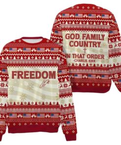 God Family Country In That Order Charlie Kirk Ugly Christmas Sweater