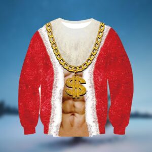 Gold Chain Dollar Ugly Christmas Sweater - Grishko.com