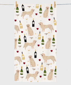 Golden Retriever And Wine Beach Towel