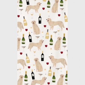 Golden Retriever And Wine Beach Towel
