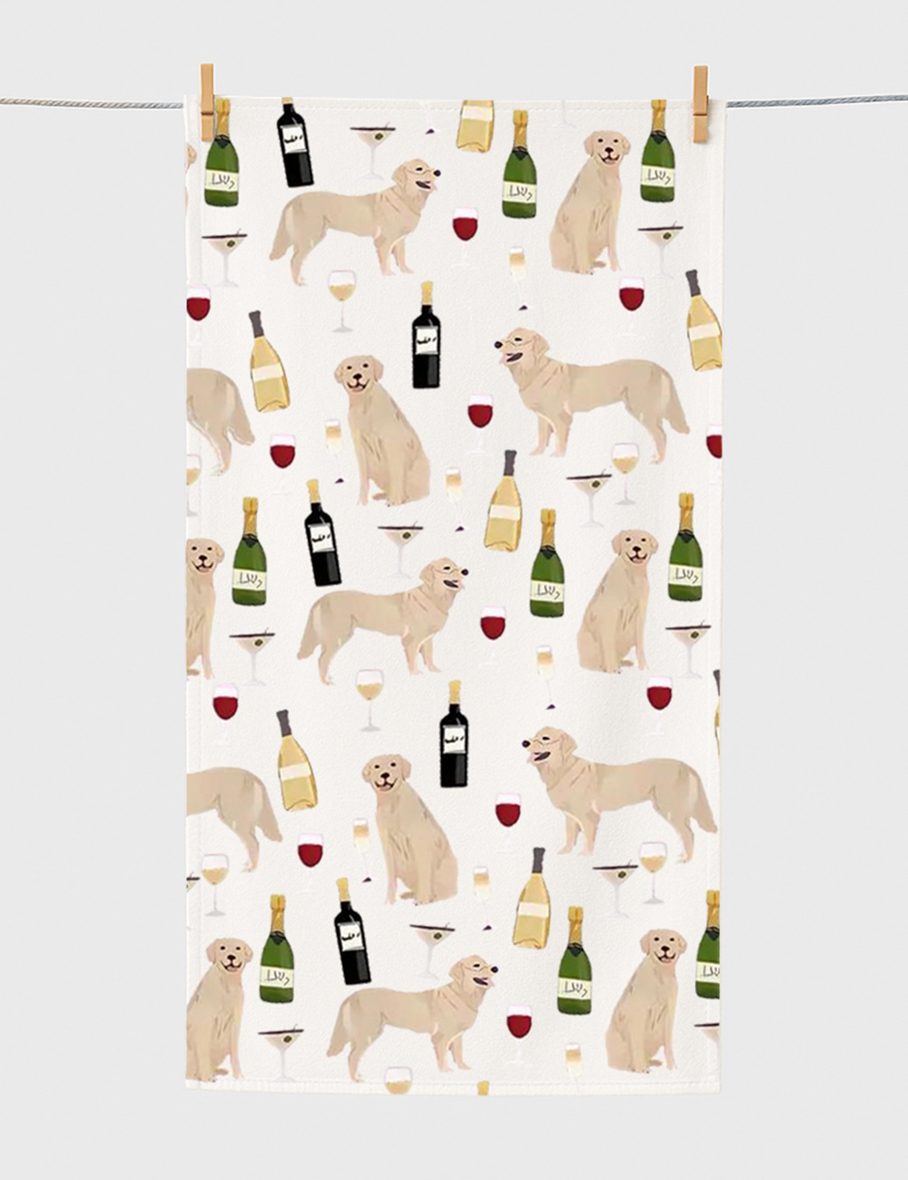 Golden Retriever And Wine Beach Towel
