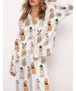 Golden Retriever Christmas Satin Pajama Set For Women