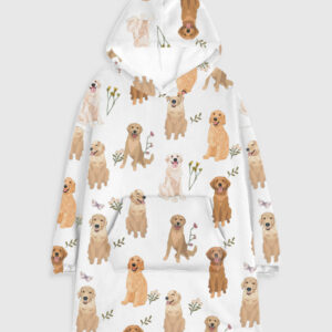 Golden Retriever Cottagecore Flannel Blanket Hoodie