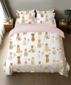 Golden Retriever Cottagecore Four-Piece Bedding Set