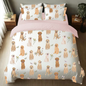 Golden Retriever Cottagecore Four-Piece Bedding Set