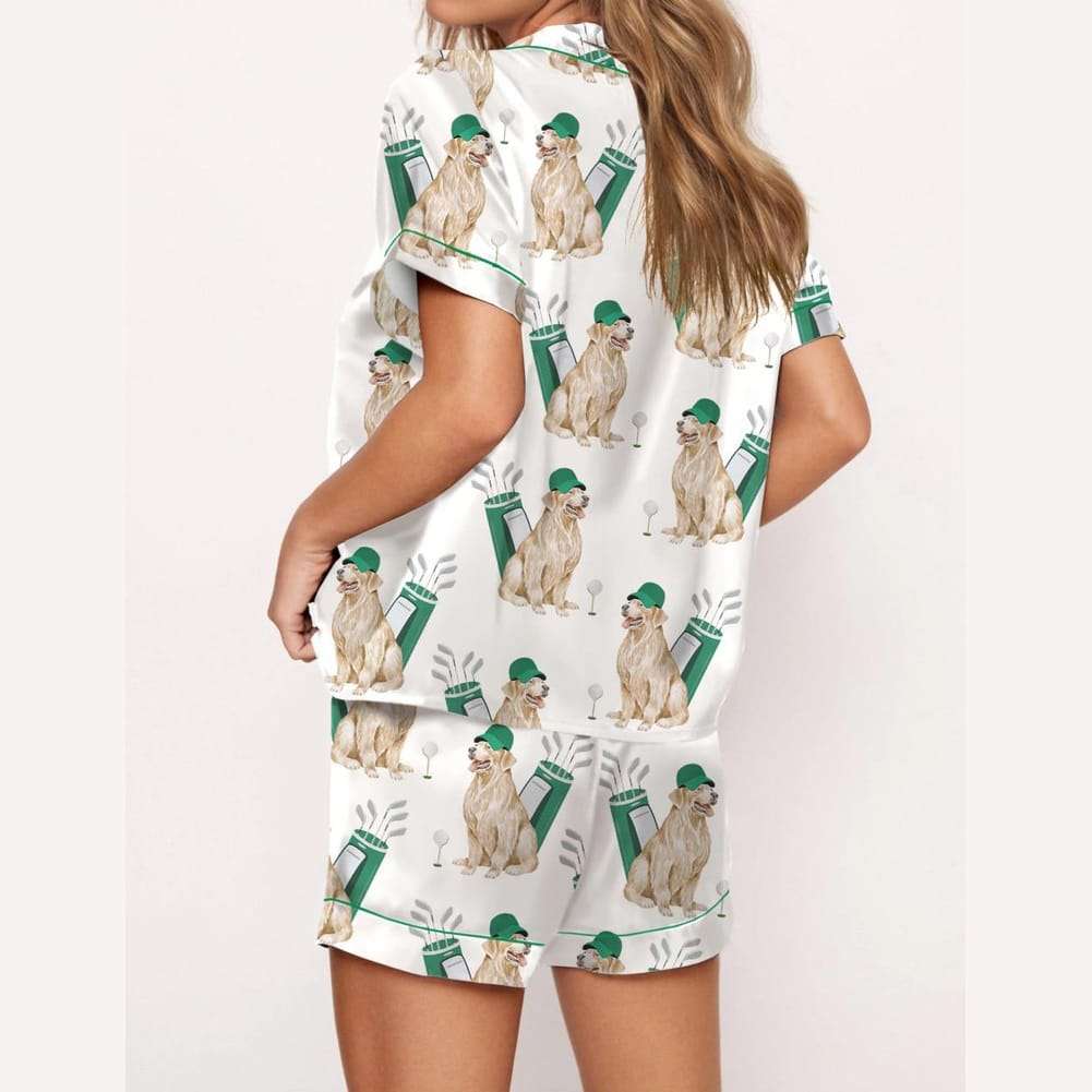 Alternative view of Golden Retriever Golf Satin Pajama Set