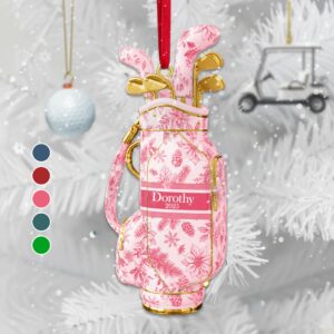 Alternative view of Golf Bag Toile de Jouy Custom Shape Acrylic Ornament - Personalized Gift For Golf Lover Ornament 05PGMG300925