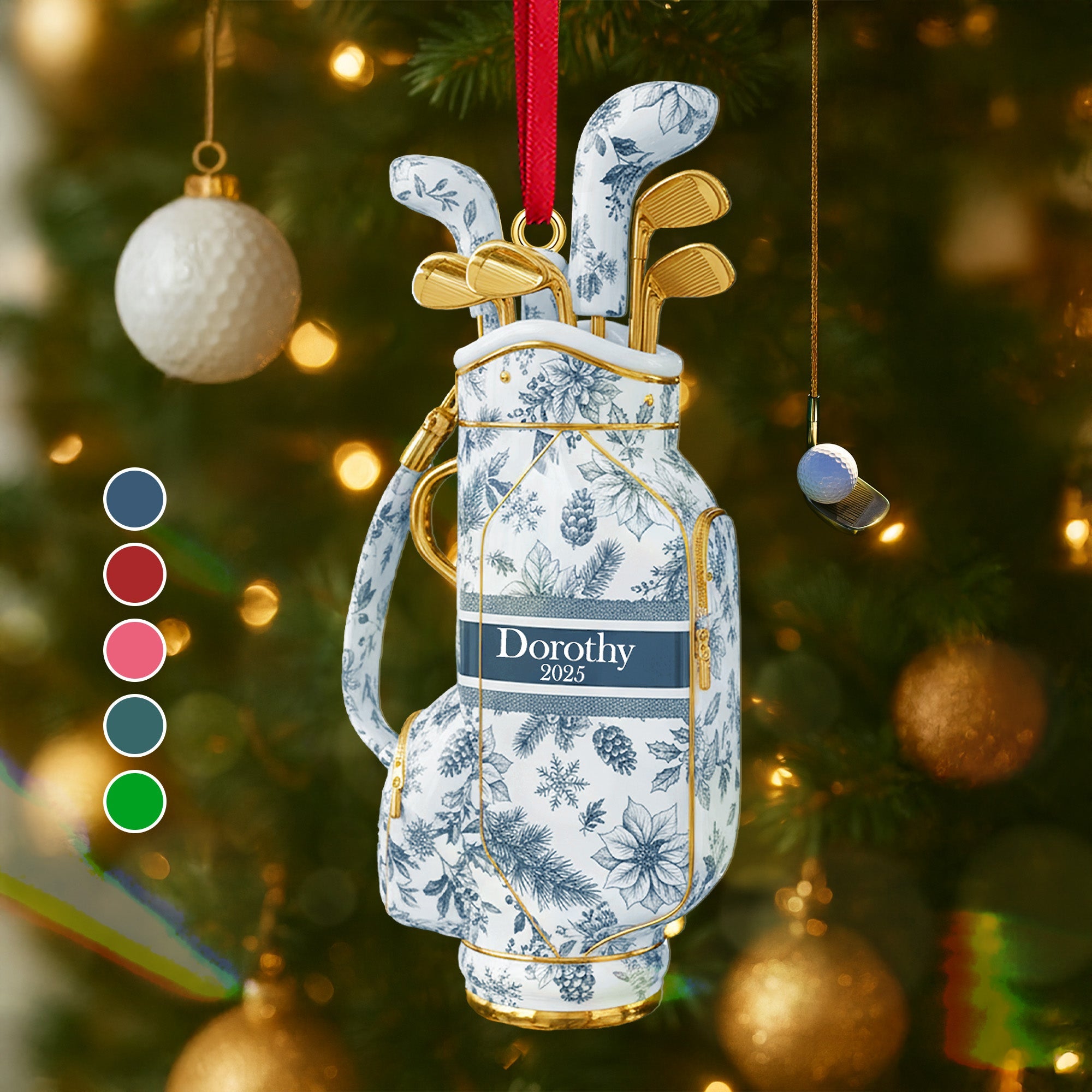 Golf Bag Toile de Jouy Custom Shape Acrylic Ornament - Personalized Gift For Golf Lover Ornament 05PGMG300925