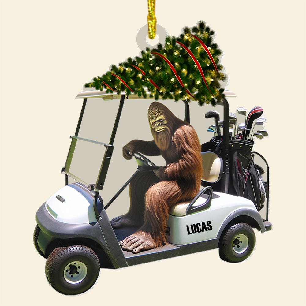 Golf Ornament - Bigfoot Golfer Riding Golf Cart - Personalized Gifts For Golfer - Image 5