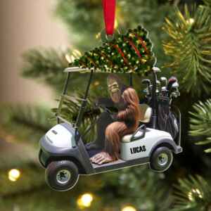 Alternative view of Golf Ornament - Bigfoot Golfer Riding Golf Cart - Personalized Gifts For Golfer