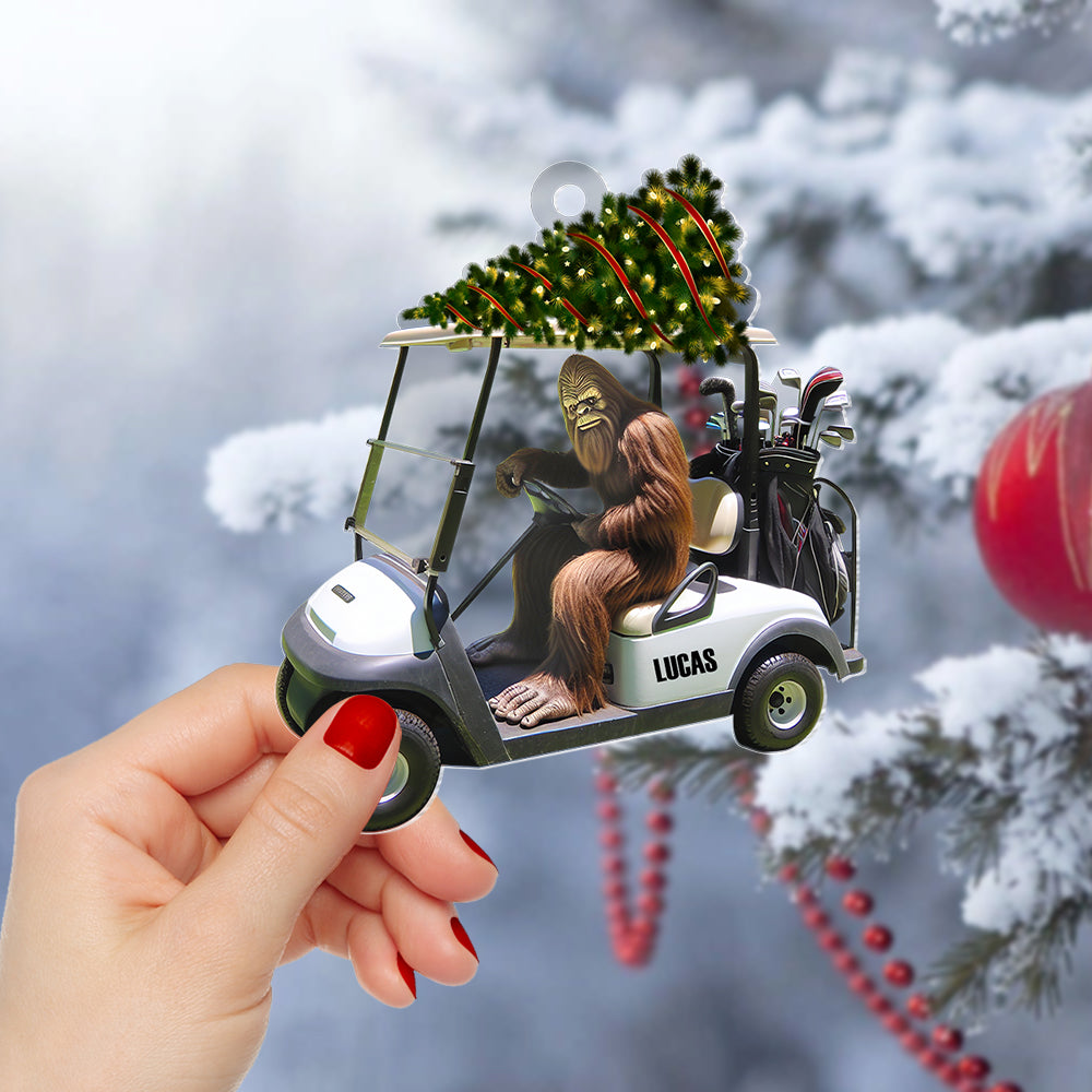 Golf Ornament - Bigfoot Golfer Riding Golf Cart - Personalized Gifts For Golfer - Image 4