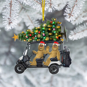 Alternative view of Golf Ornament - Personalized Gifts For Couple With Bigfoots Riding Golf Cart