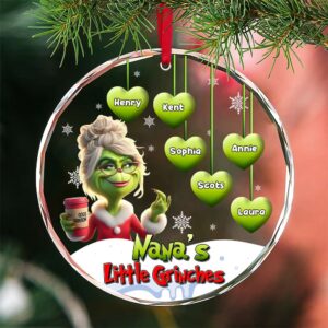 Alternative view of Grandma Ornament - Green Monster - Personalized Gifts For Nana, Gigi With Little Hearts