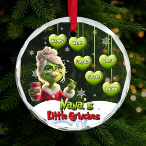 Grandma Ornament - Green Monster - Personalized Gifts For Nana, Gigi With Little Hearts