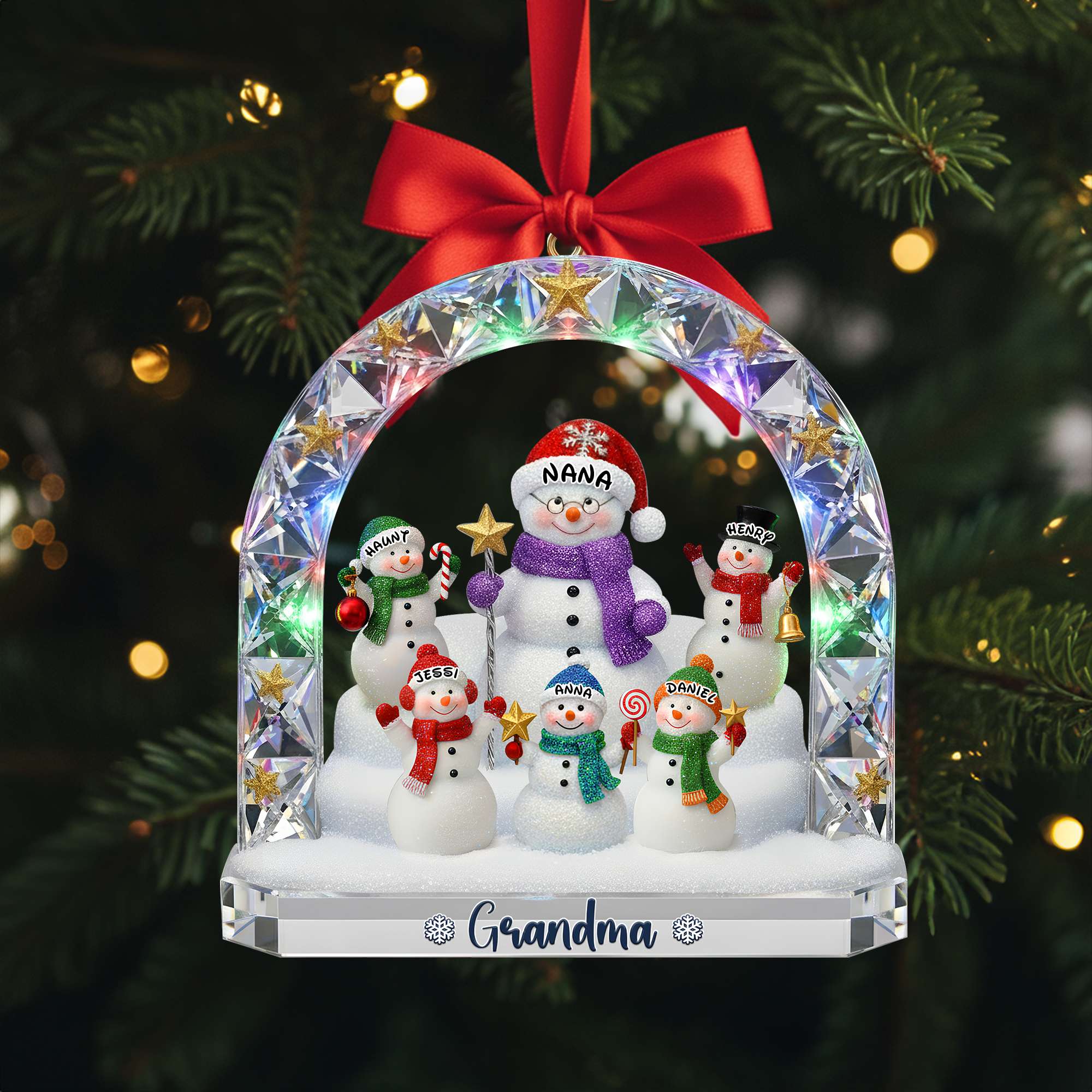 Grandma’s Snowman Family Ornament - Personalized Christmas Gift For Grandma 04TOLU250925