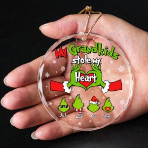 Alternative view of Grandparent Ornament - Hand Heart & Green Monster Kids - Personalized Gifts For Grandma, Grandpa