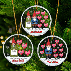 Grandparent Ornament - Old Gnome With Little Hearts - Personalized Gifts For Grandma, Grandpa