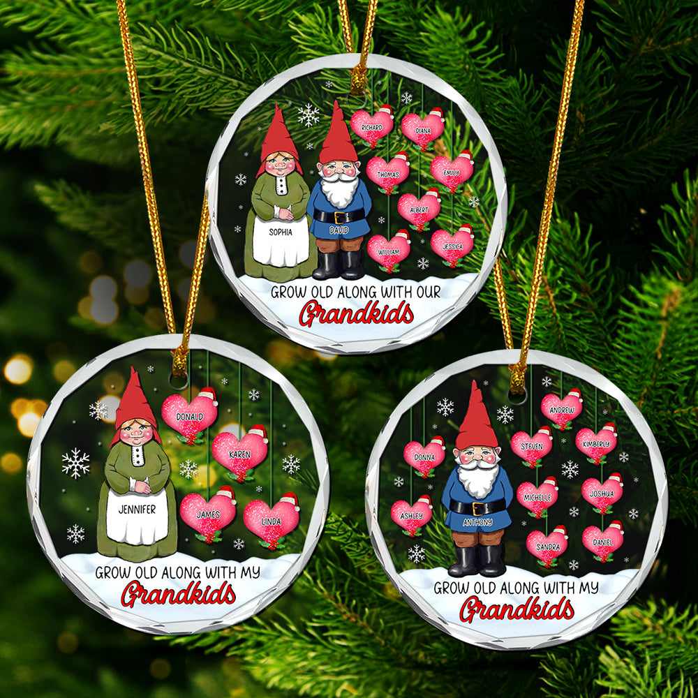 Grandparent Ornament - Old Gnome With Little Hearts - Personalized Gifts For Grandma, Grandpa