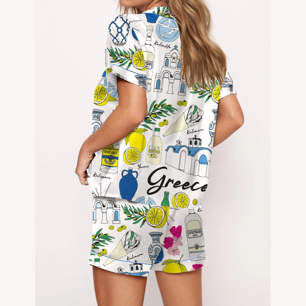 Alternative view of Greece Travel Satin Pajama Set