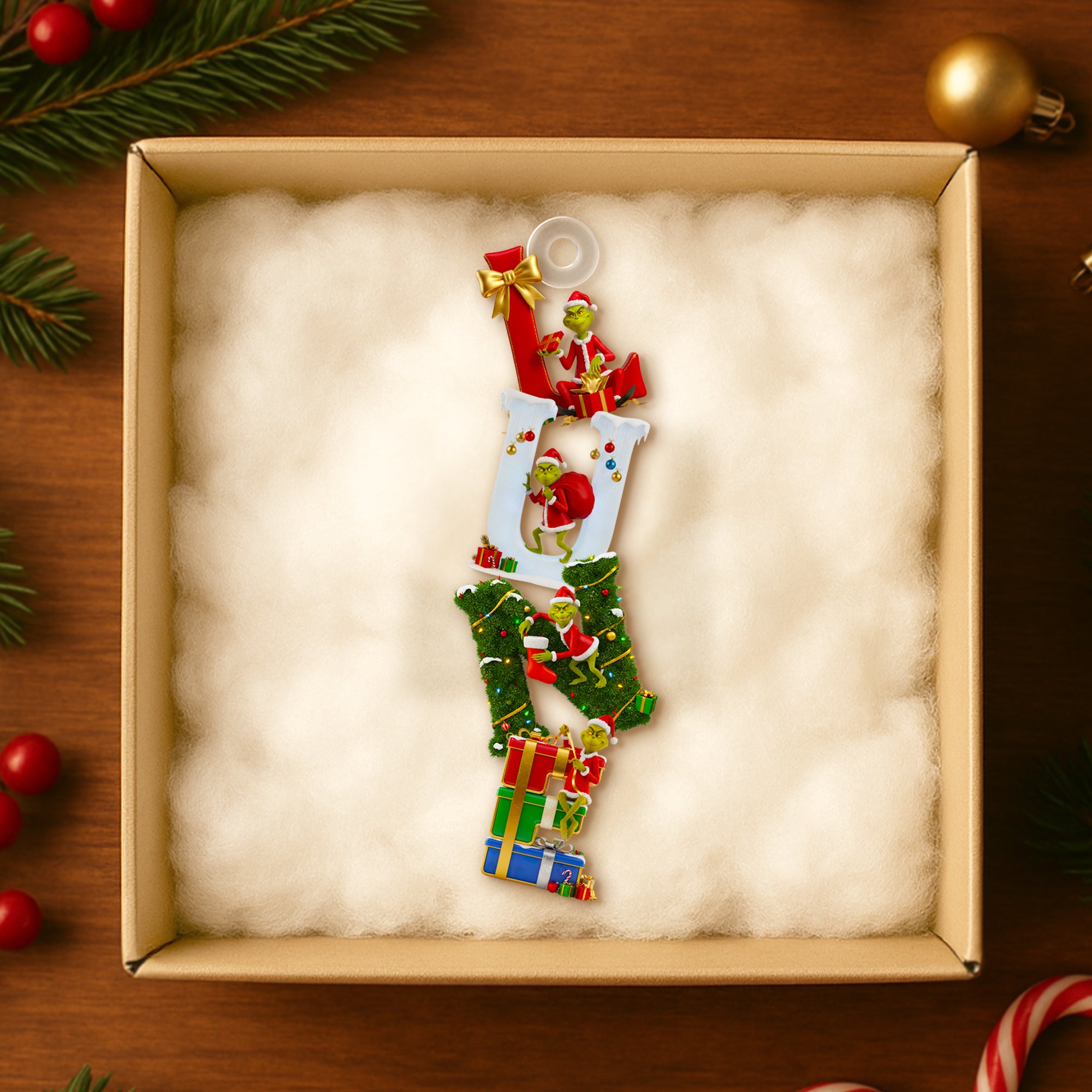 Green Alphabet Letter Ornament - Personalized Christmas Gifts 02ohdt231025 - Image 3