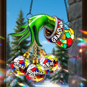 Green Christmas Bauble Suncatcher - Personalized Gifts For Grandma 08TGLU140825