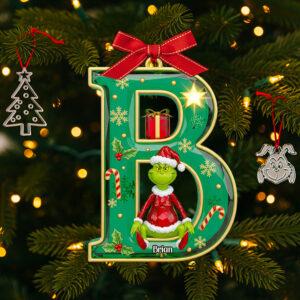 Alternative view of Green Crystal Alphabet Ornament Personalized Christmas Gifts 03PGDT060925