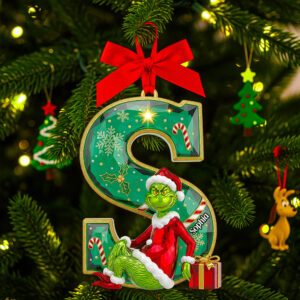 Green Crystal Alphabet Ornament Personalized Christmas Gifts 03PGDT060925