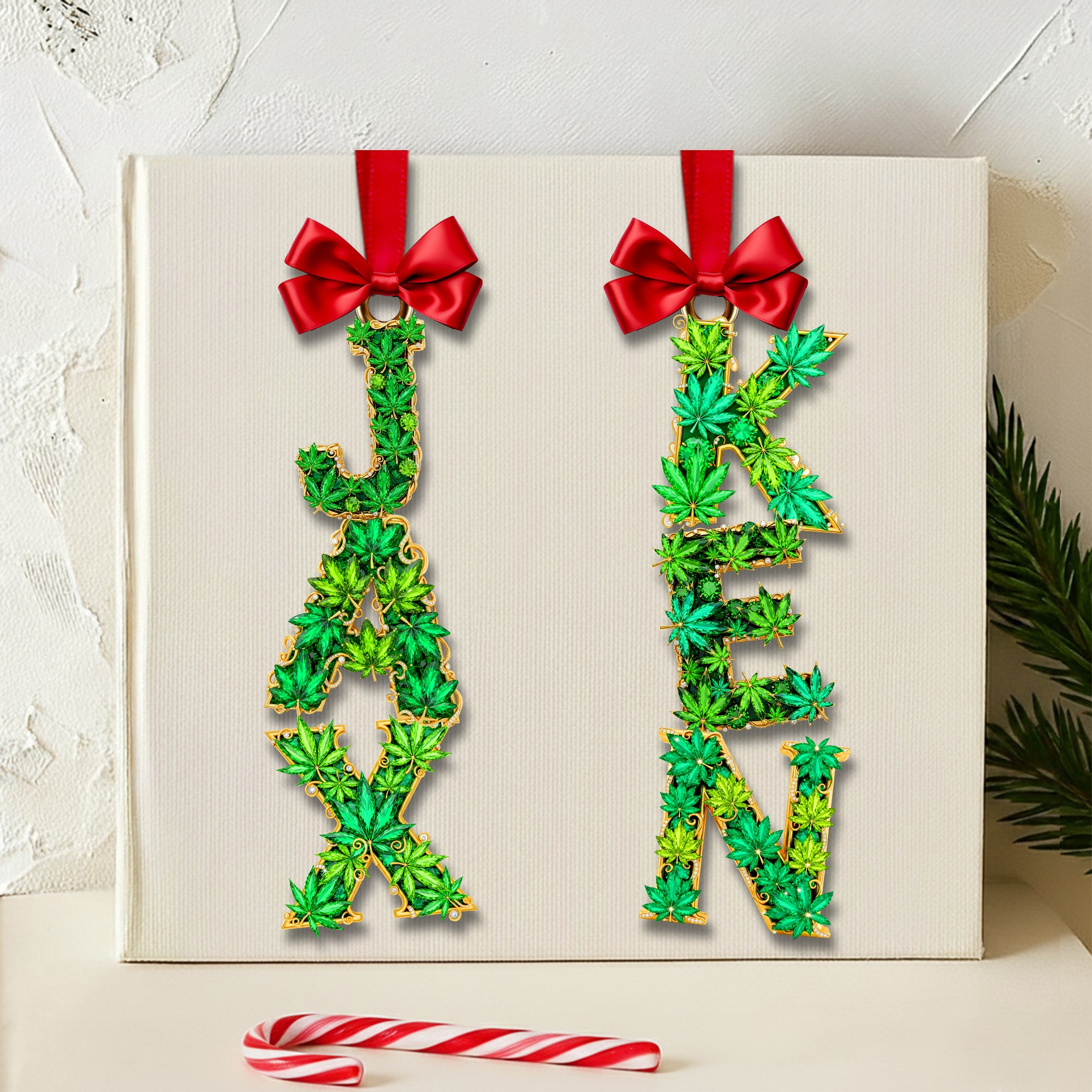 Green Leaf Acrylic Ornament - Personalized Gift For Stoners 06TOLU281025 - Image 3